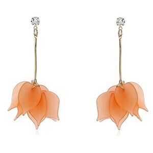 Acrylic Flower Petal Rhinestone Earrings